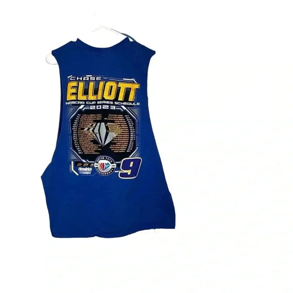 CHASE ELLIOTT #9 NASCAR CUP 75th Anniversary Cut off Sleeve TEE SHIRT Size XL - Picture 1 of 11